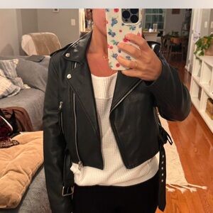 bershka cropped leather jacket